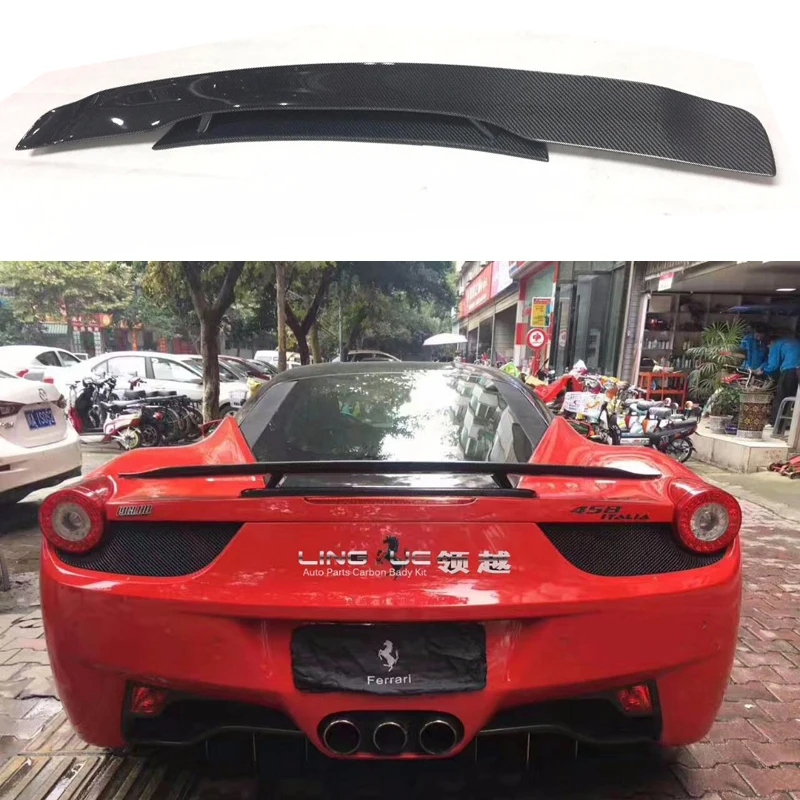 Для Ferrari 458 Coupe Convertible 2011 2012 2013, Стайлинг автомобиля, задний спойлер на крышу из углеродного волокна, украшение на крыло багажника