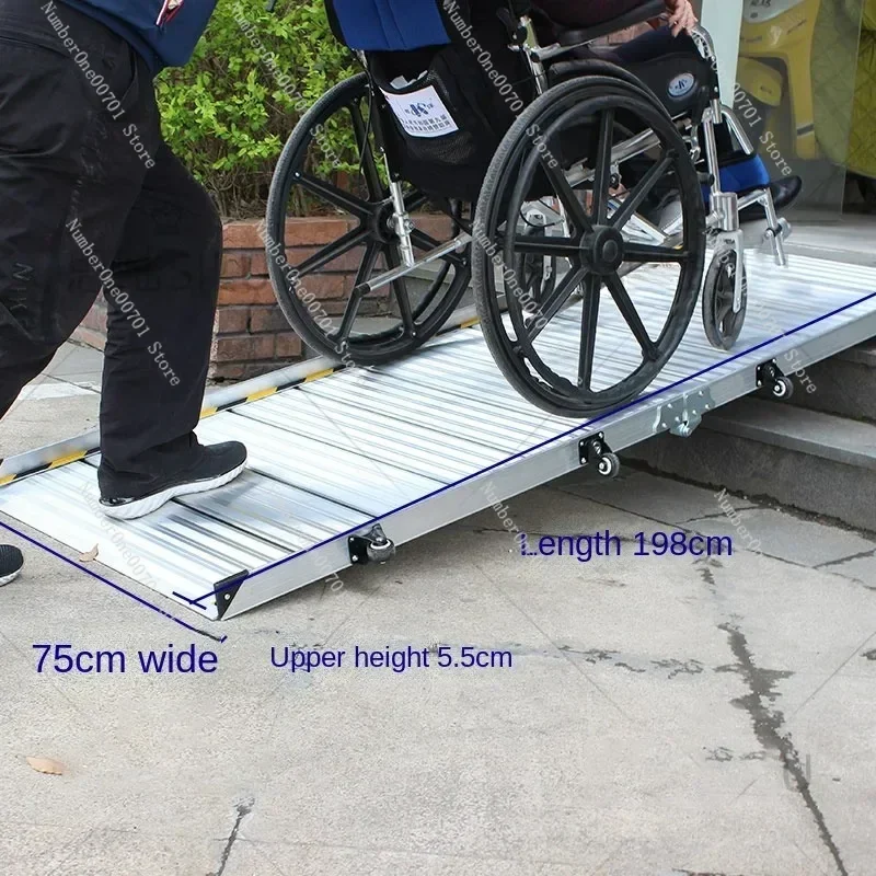 Up and down folding wheelchair ramp board portable mobile aluminum alloy pedal climbing stairs springboard barrier-free ramp