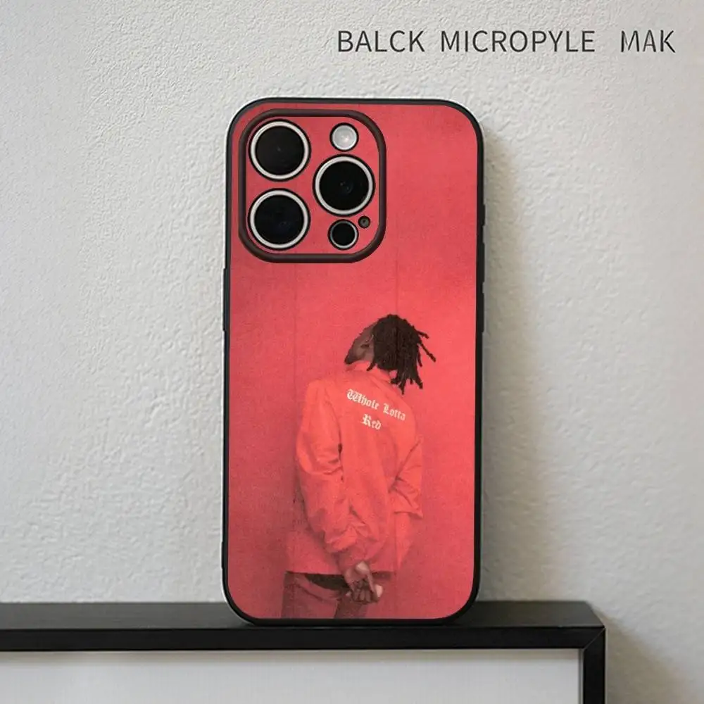 Etui na telefon z rapferem Playboi Carti na iPhone'a 17, 16, 15, 14, 13, 12, 11 Plus, Pro Max, miękkie, czarne.