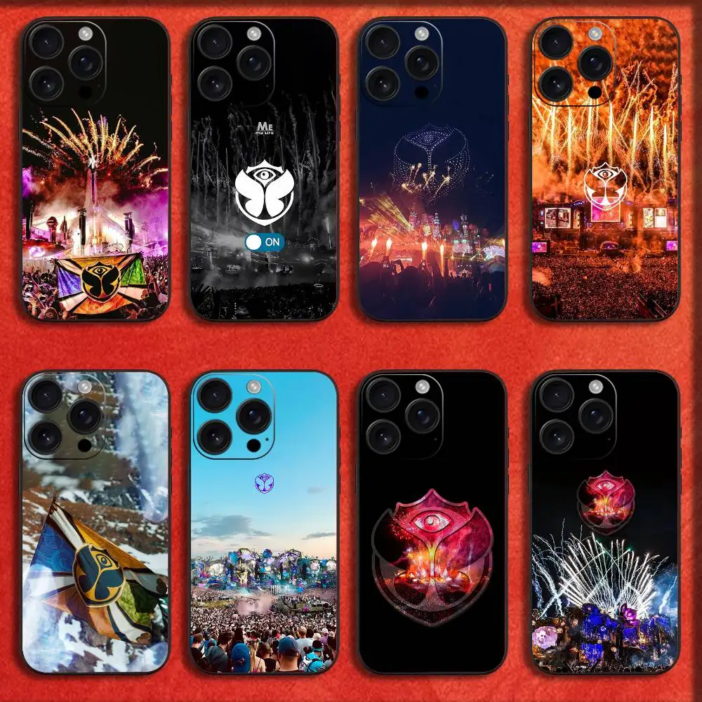 

Phone Case For iPhone 16,15,14,13,12,11,Pro,XS,Max,XR,Plus,E,Mini Black T-Tomorrowland Music Festival Fashion Cover