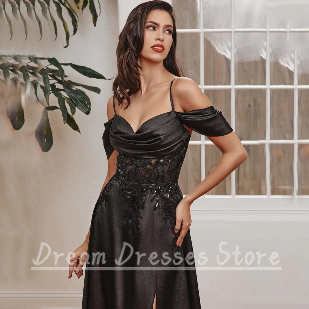 Vestido Noche Negro Tirantes Finos Apliques - usage example
