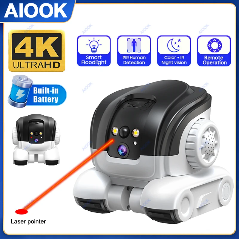 

AIOOK Pet Camera Dual Lens Wifi Camera Robot Pet Tracking Color Night Vision Laser Indication Teasing Remote Monitor Home Camera
