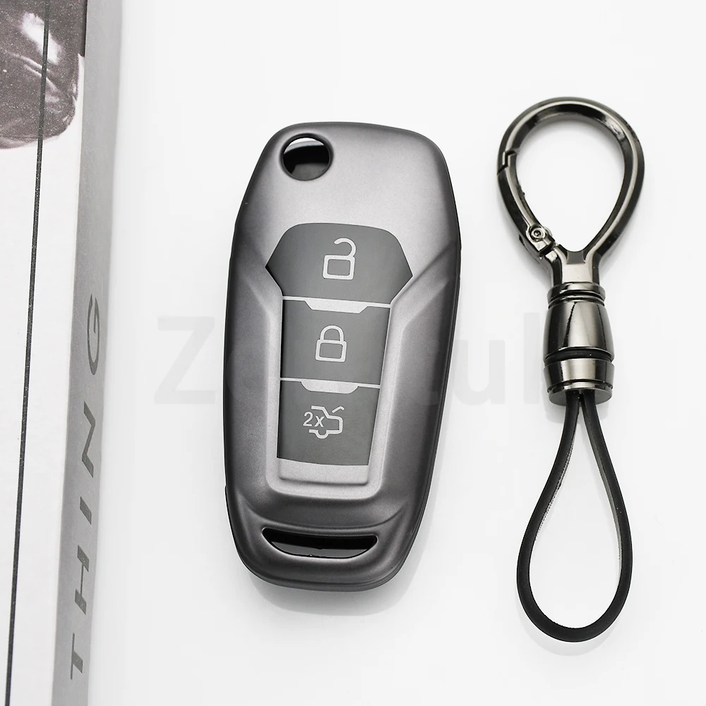 3 Buttons Gun Grey TPU Shell Fob Bag for Ford Fiesta MK8 Everest Ranger Figo Mondeo 5 EcoSport Puma Car Remote Key Case Cover