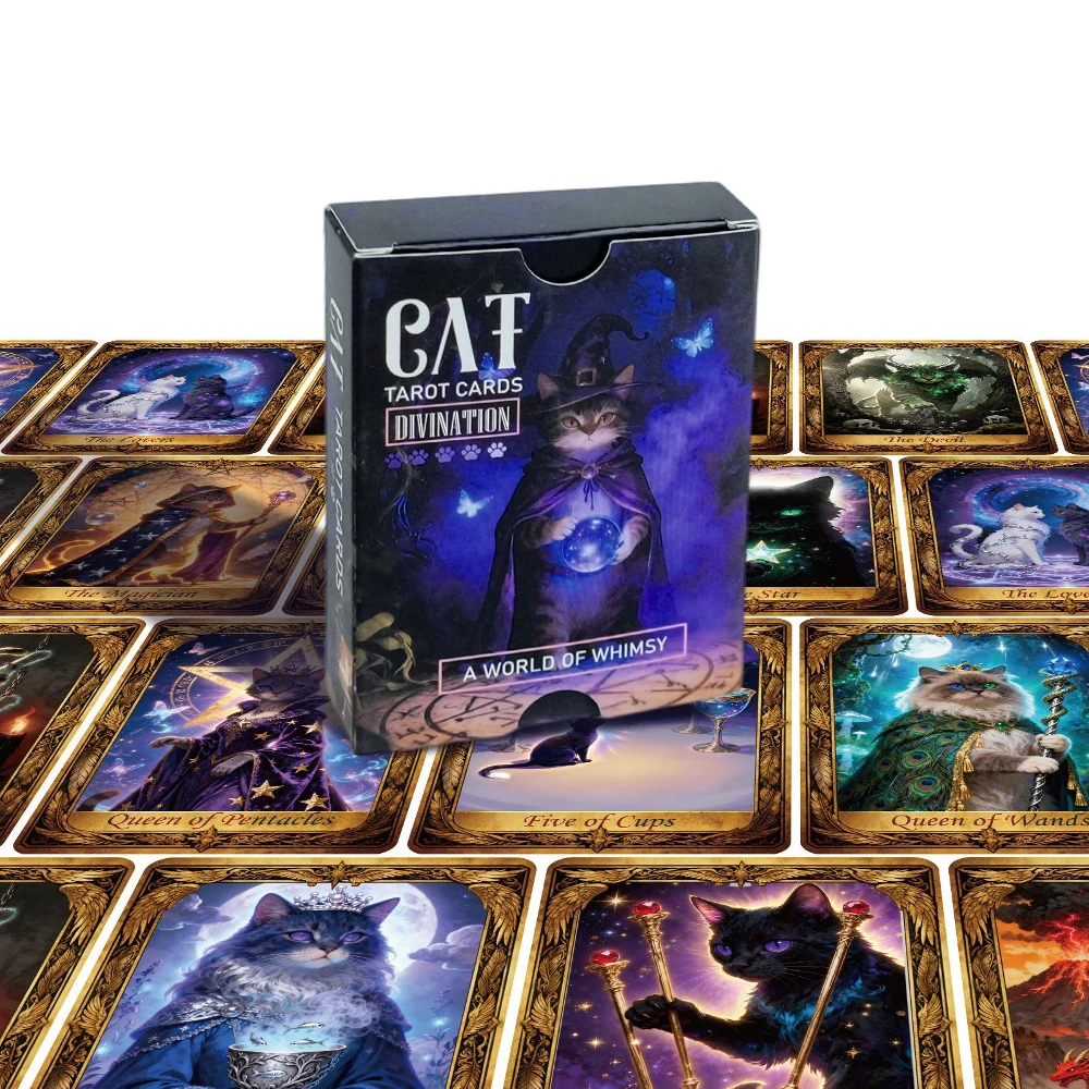 50PCS/Set Cute Cat Tarot Cards - Party Games Good 评论和价格