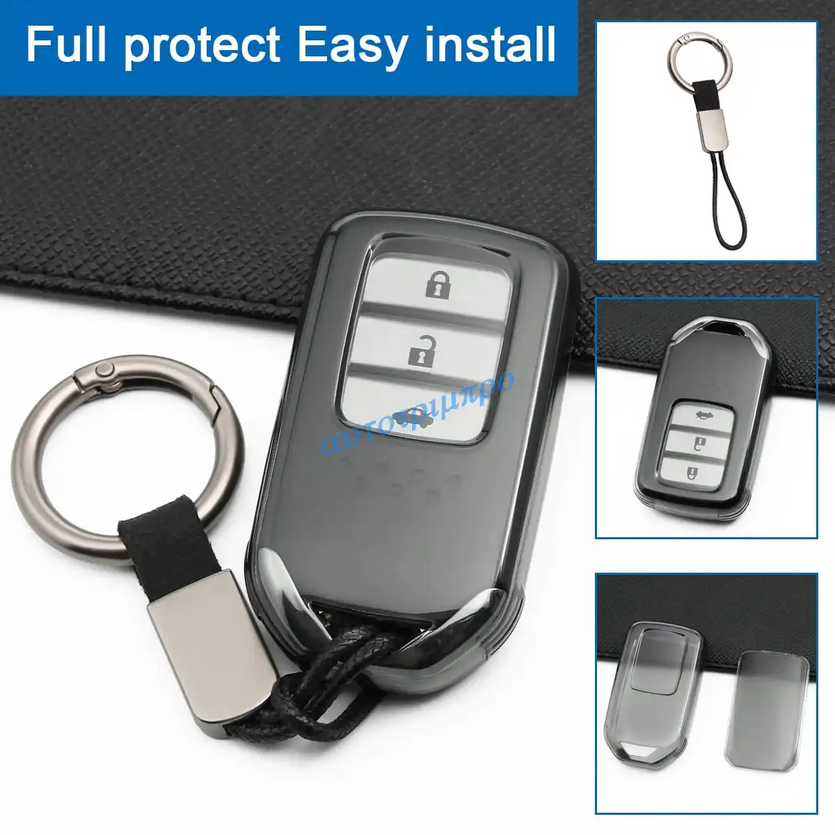 

Car Transparent Key Fob Chain Cover Case Shell Protector For Honda Civic CRV HRV Accord Ridgeline Insight Clarity Odyssey Pilot