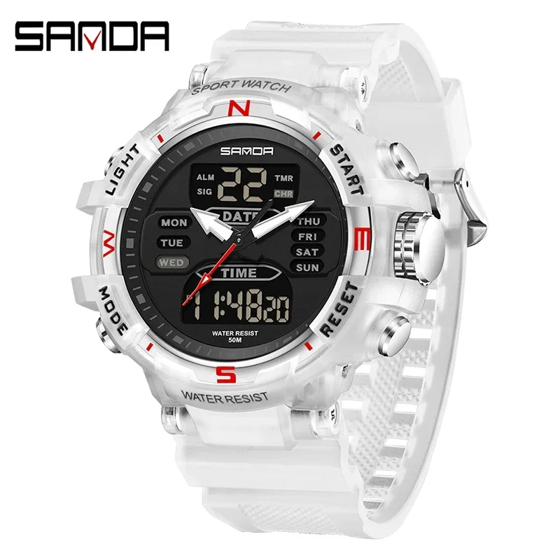 SANDA 6176  watch  fashionable and trendy waterproof electronic watch best-selling electronic watch alarm clock multifunctional