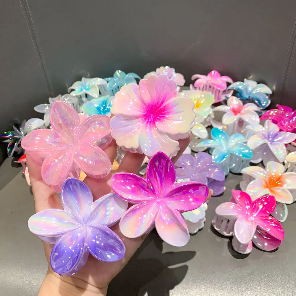 

Новый перламутровый красочный яичный цветок коготь для волос женская мода градиент хвост зажим в виде акулы заколка для волос аксессуары для волос для девочек