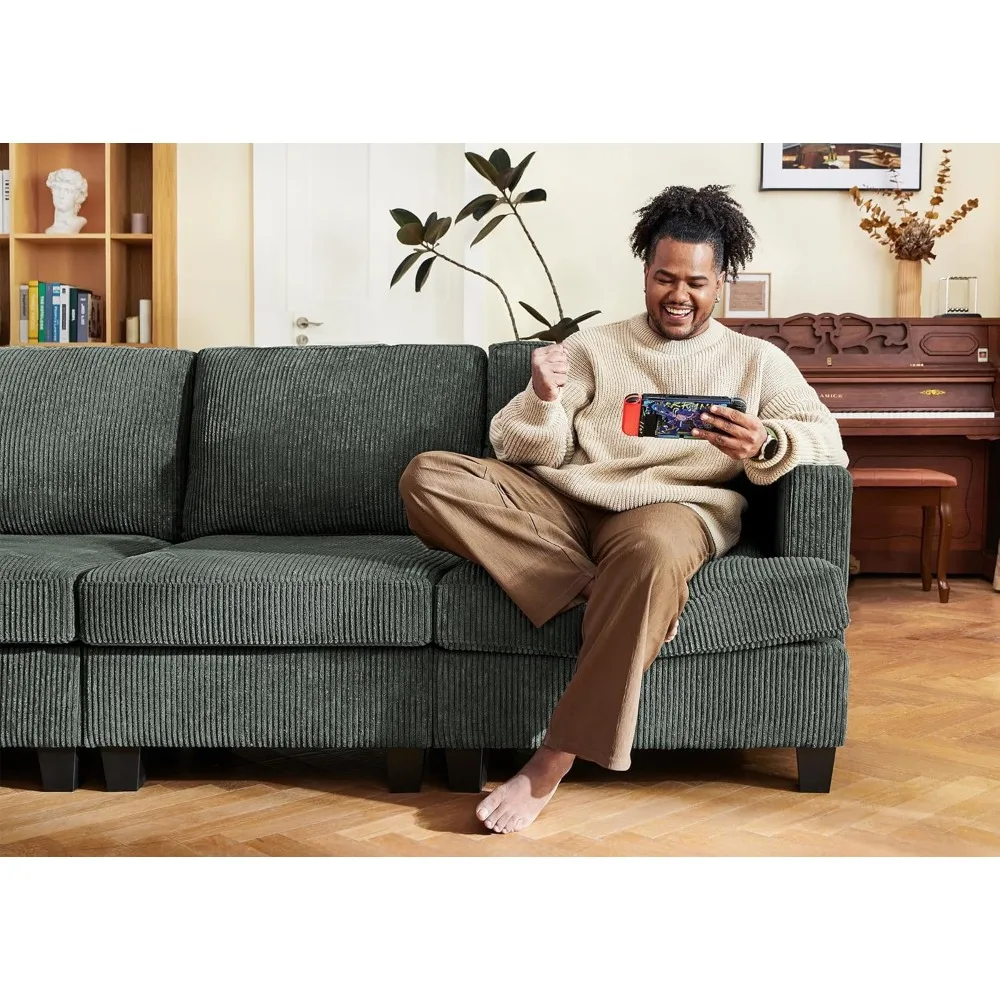 أريكة سروال قصير على شكل حرف L مقاس 65 بوصة مع مساحة تخزين لأثاث غرفة المعيشة العثمانية، مجموعة أريكة مريحة