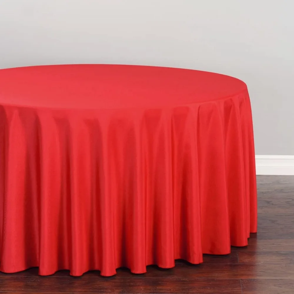 10 Pack 120 Inch Round Tablecloth Red for 60 Inch Round Table - Bulk Polyester Table Cover