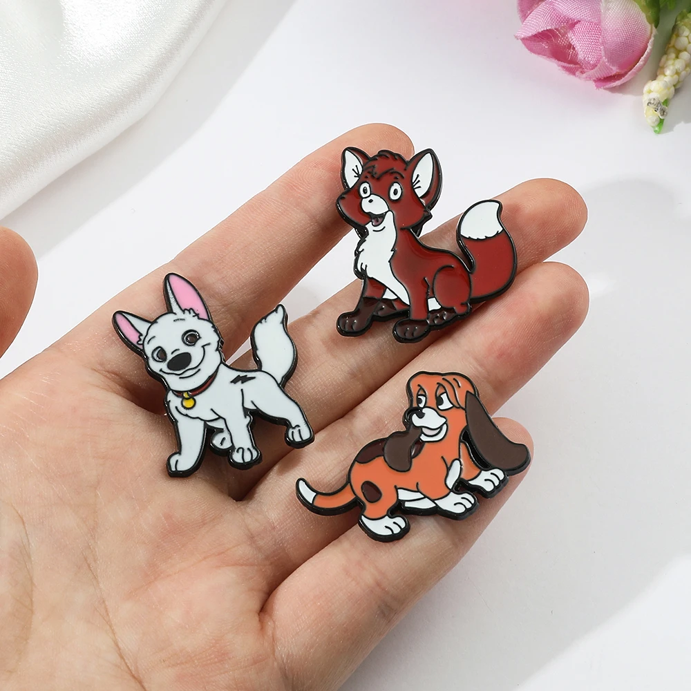 Broche en Émail du Dessin Animé Renard et le Chien, Danemark ge en Métal, Bijoux, Sac à Dos, Accessoires pour Vêtements, Cadeaux pour Ami, 3 Pièces