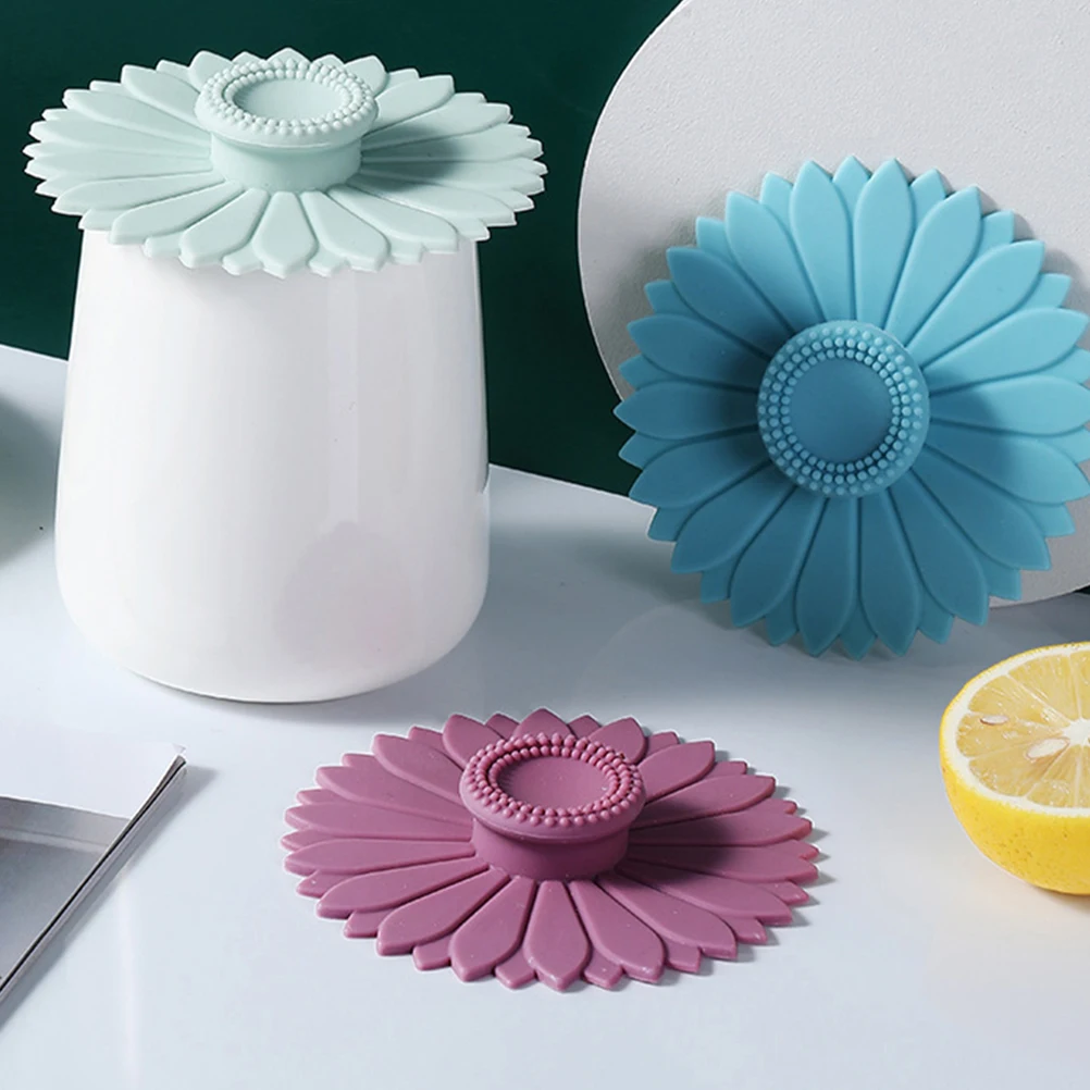 

12pcs Sunflower Silicone Cup Lids Heat Resistant Airtight Covers for Mugs Glass Ceramic Cups Universal Fit Kitchen Bar