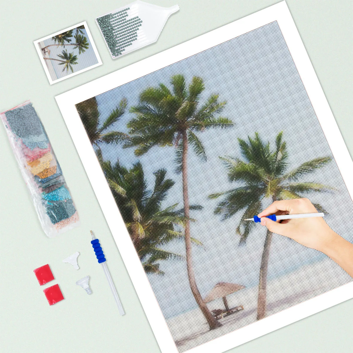 RUOPOTY 5D DIY Diamond Painting Beach Mosaic FullRound/Square Coconut Tree Embroidery Craft Kit Picture Of Rhinestone Home Decor