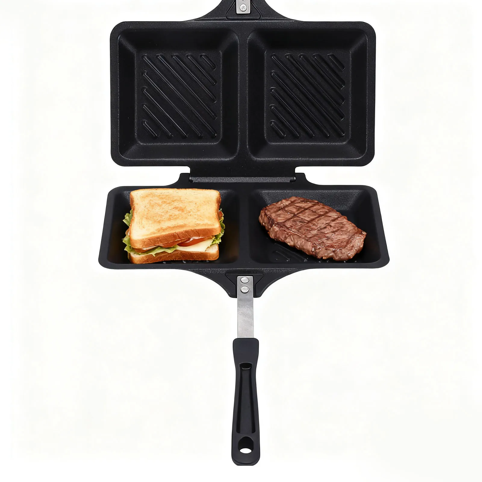 Plancha para Paninis y Sándwiches a la Parrilla, Antiadherente, Doble Cara, para Cocina, Cuadrada