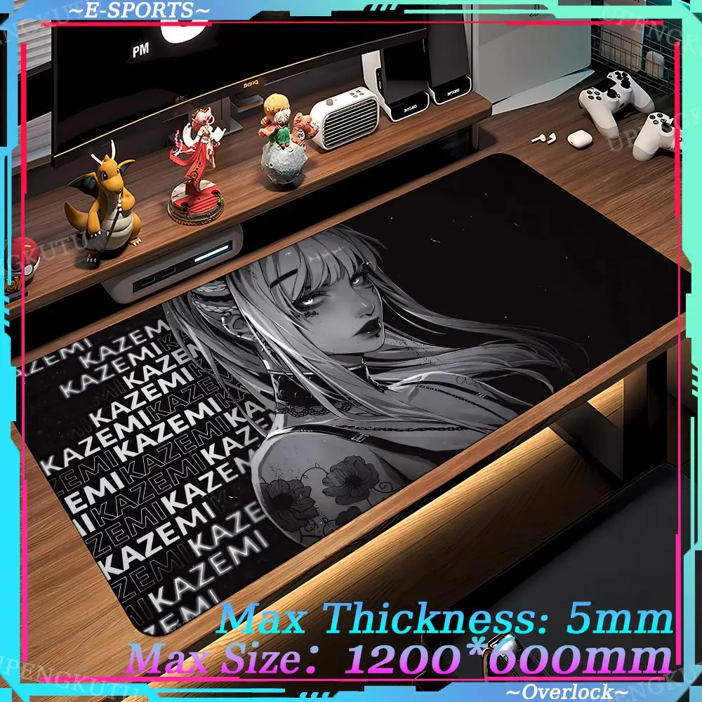 Game KAZEMI Cute Desktop Accessories Mouse Pad Anime Girl Ergonomic Keyboard Pad Desktop Accessories Oversized 1200X600MM mat