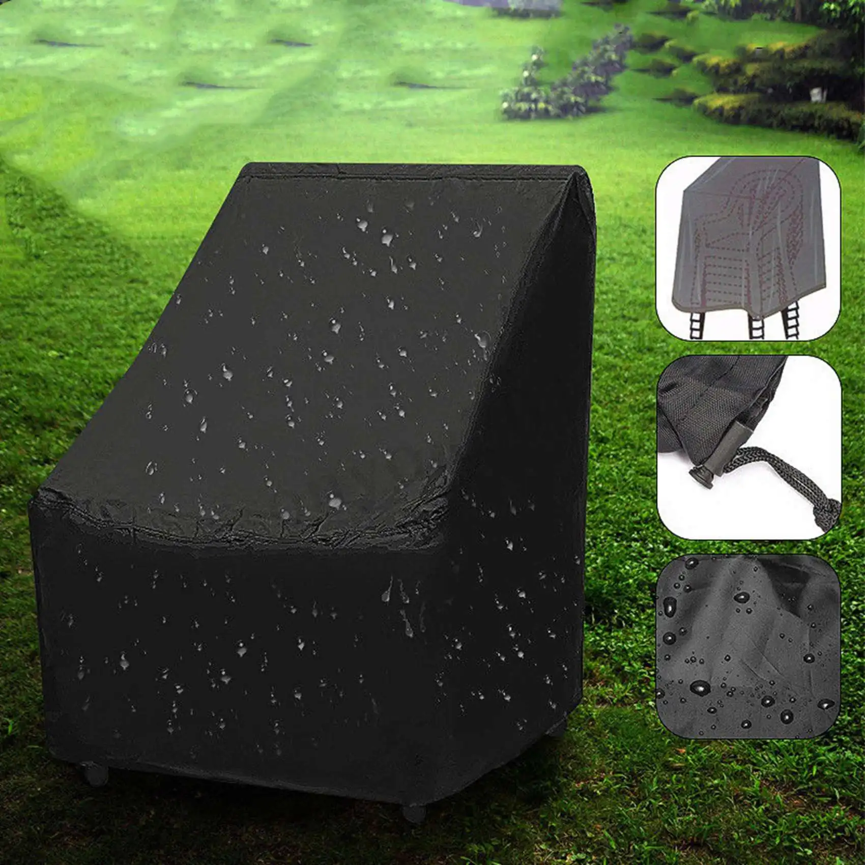 ABJI-2X Waterproof Chair Cover Outdoor High Back Patio Stacking Furniture Protection