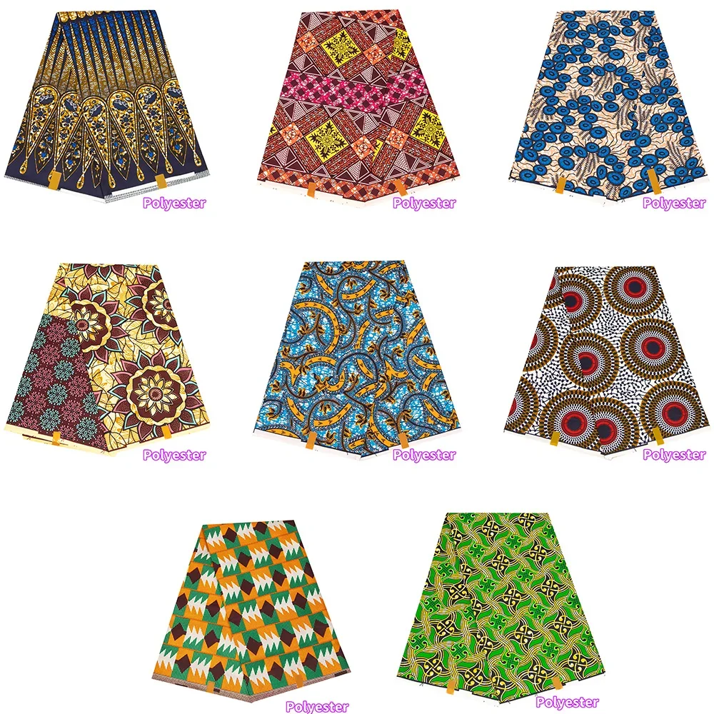 6 Yards/lot DIY Sewing Fabric  African Polyester Material Women Handworking Cloth  FP6578