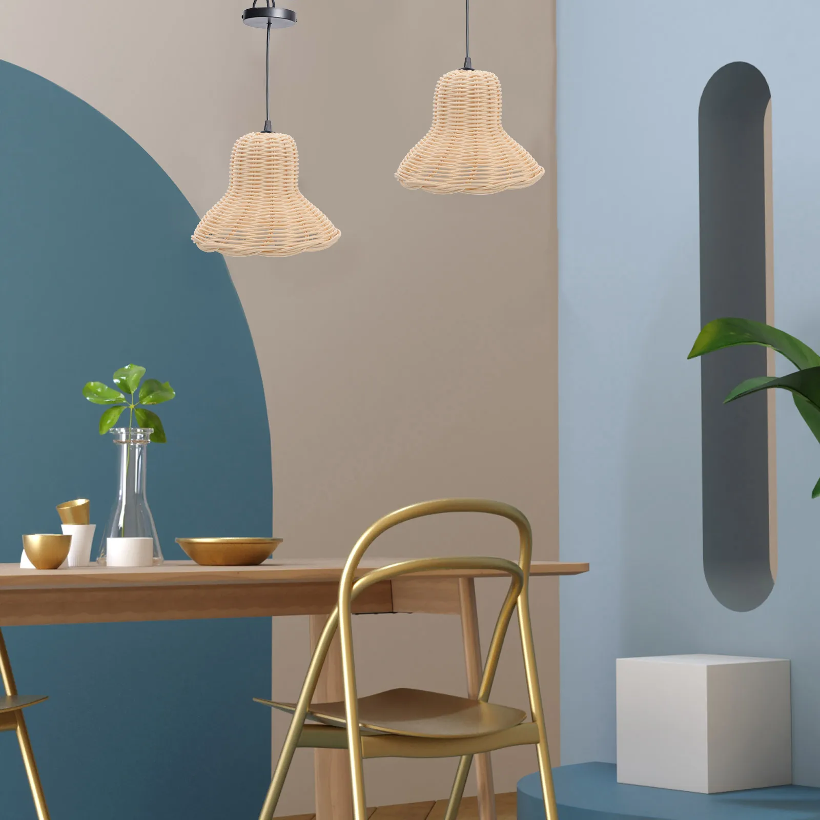 

Абажур из ротанга, подвесная подвесная лампа, декоративная маленькая подвесная лампа ручной работы, абажур натуральный для спальни, гостиной