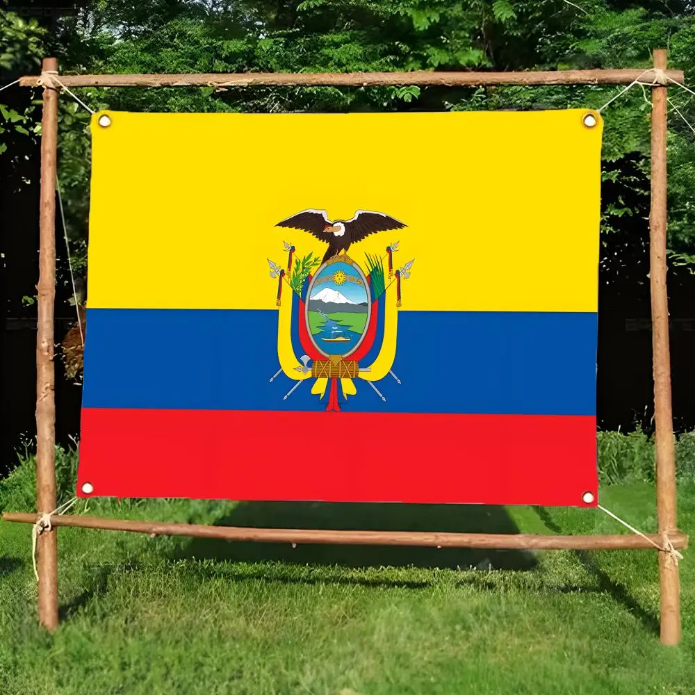 Flag of Ecuador Flags Daily four ring borderless design indoor outdoor decor easy hang install