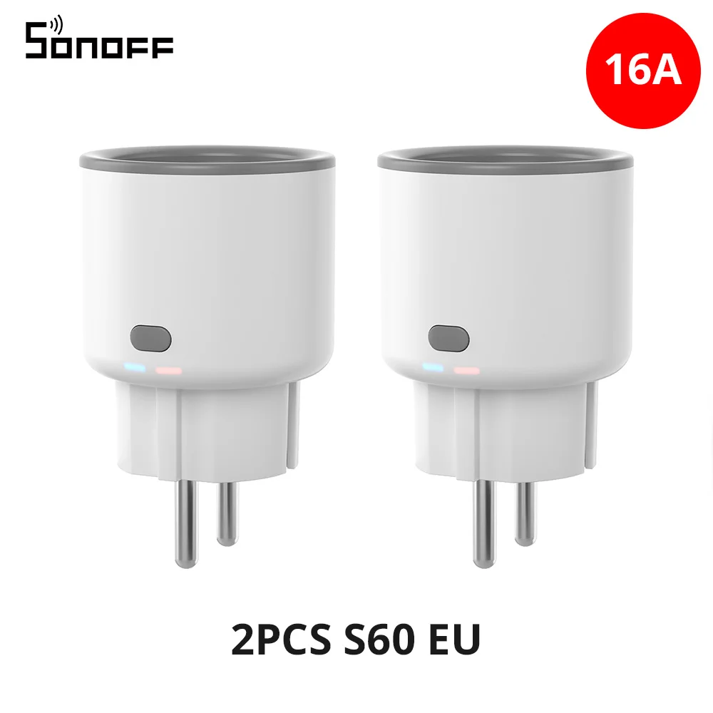 SONOFF S60 EU 16A IPlug Wi-Fi Smart Socket 1-5PCS Overbelastingsbeveiliging Smart Scene Afstandsbediening via EWeLink Alexa Google IFTTT