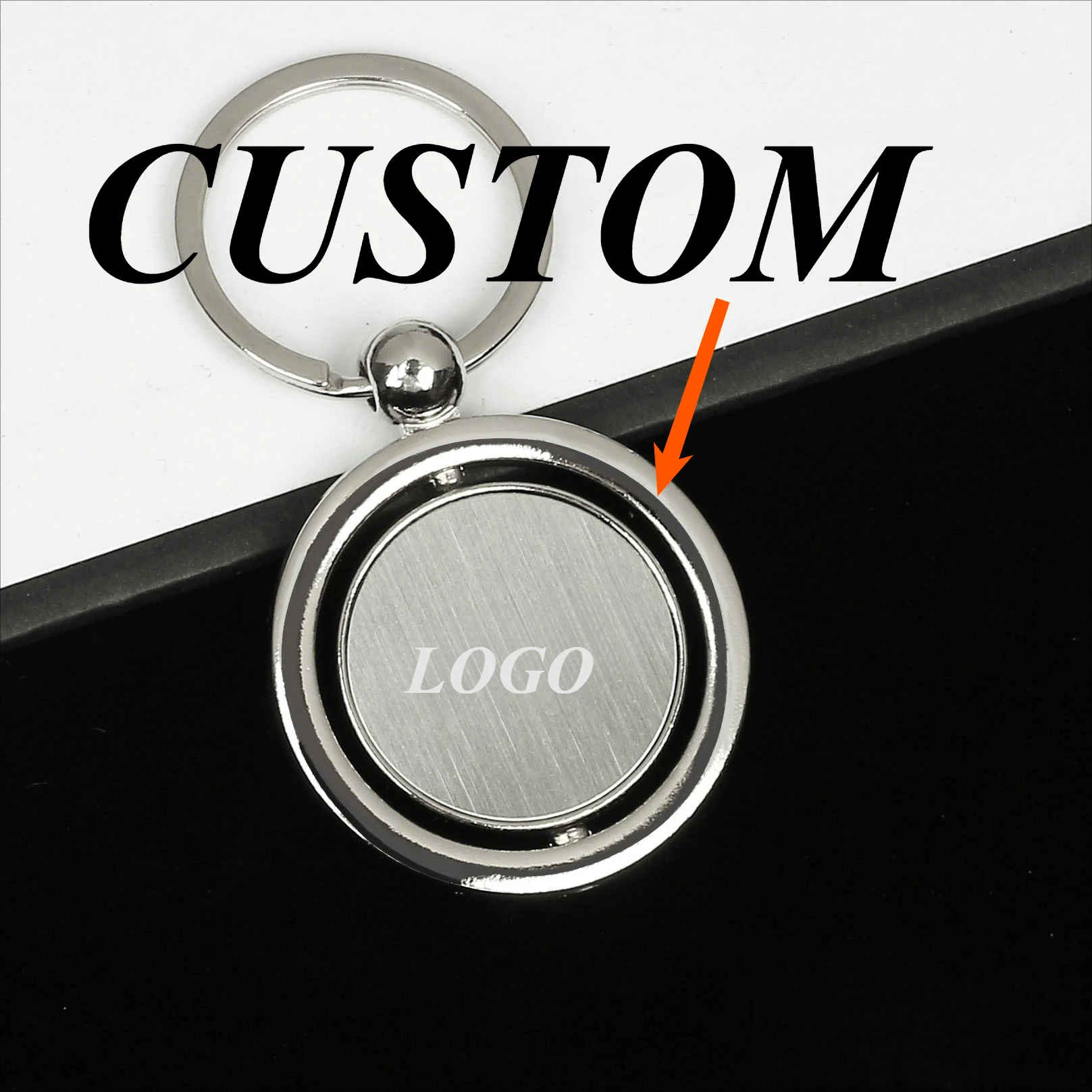 

1pc Custom Keychain Personalized Zinc Alloy Rotating Circle Customized Key Ring Car Accessories Gift Wholesale