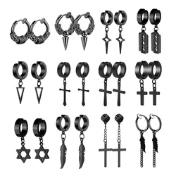 1Pair Fashion Cross Pendant Ear Clip Non Piercing Earrings Fake Earrings Gift for Men Women Jewelry