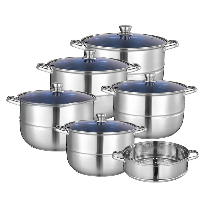 

Pot set, household stainless steel soup pot, steamer combination
