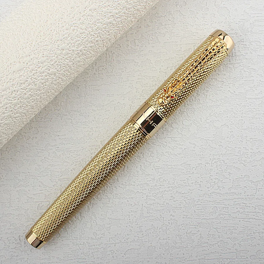 

Перьевая ручка JinHao 1200 с металлическим зажимом в виде дракона, с тонким перьевым наконечником F 0,5 мм, Письменные ручки, школьные принадлежности