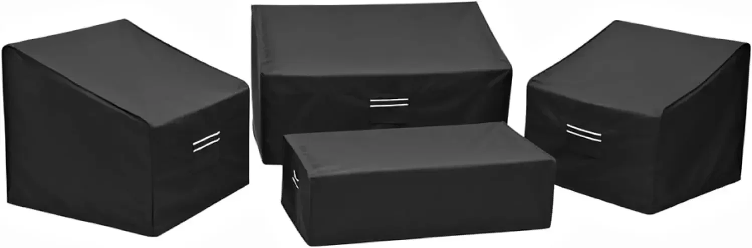 

Patio Furniture Covers, 4 Piece Outdoor Furniture Cover Waterproof, Patio Furniture Cover Set, Lawn Patio Set Covers Black
