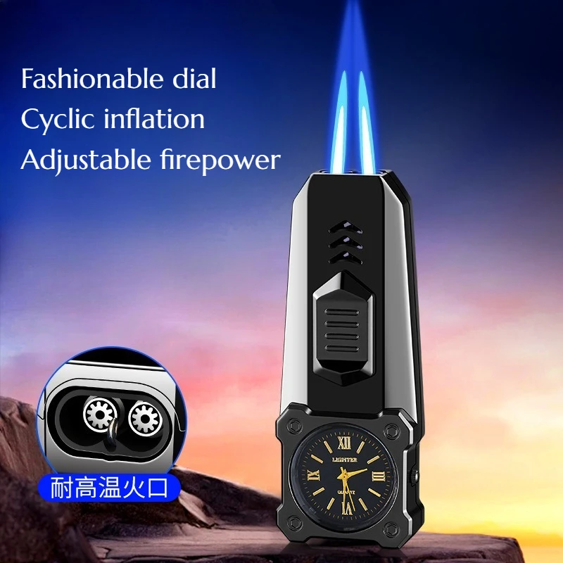 

Creative Double Straight-acting Compact Handheld Spray Gun with Built-in Lighter Powerful Flame Cigarette Accessories Gift