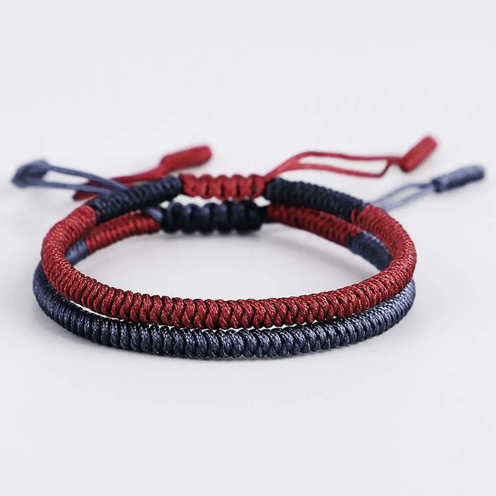 Friendship Charm Handmade Knots Buddhist Thread Tibetan Crimson Cotton Rope Bangles Wrist Jewelry Braided Bracelet