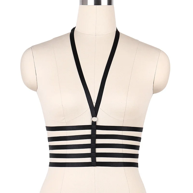 

Body Harness Cage Lingerie Open Chest Bra Punk Bondage Erotic Rave Wear Harajuku Elastic Harness Cage Crop Top Bustier