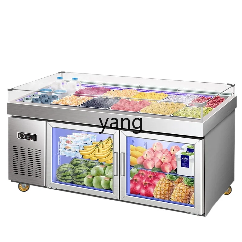 Lcx fruit fishing display cabinet spray refrigerated salad table slotted commercial fresh-keeping cabinet