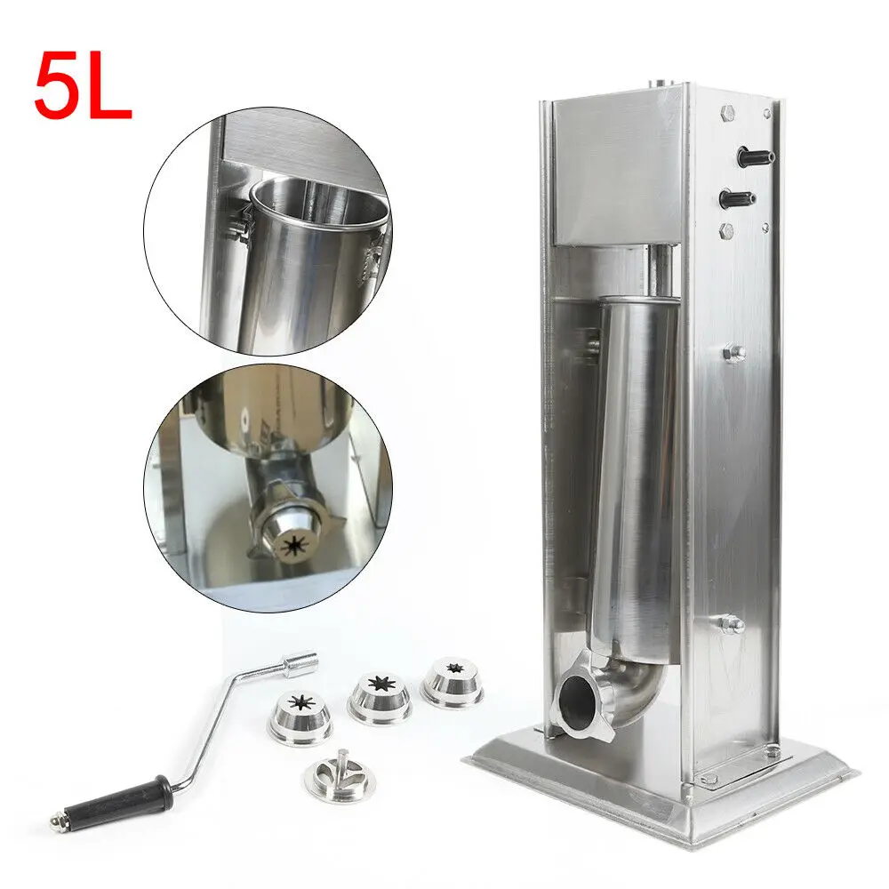 5L Manual Maker Spanish Donuts Vertical Churrera Maker Churro Machine Stainless Steel & 4 Nozzles Commerial Home