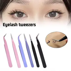 Colorful Eyelash Tweezers Lash Extension Stainless Tweezers Fiber Superhard High Steel With Tips Tweezers Anti-Static Preci A7M6