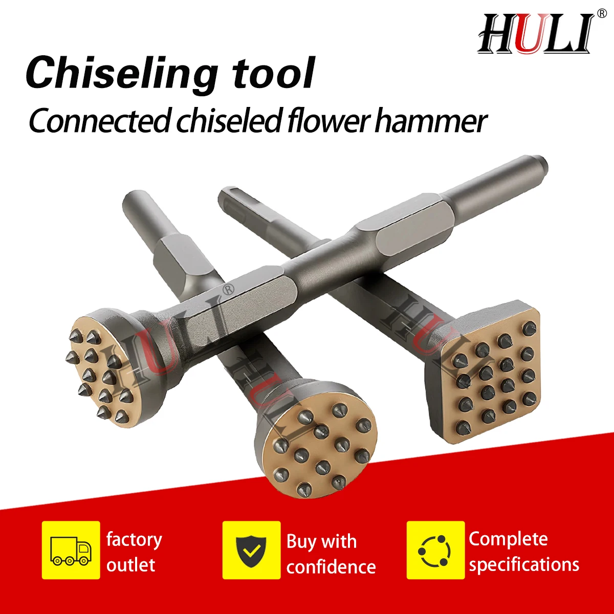 Square, Circular, Five Pit,Hexagonal Handle 4/12/16 Tooth Chiseling Flower Hammer Drill Bit Concrete Ground Roughening Artifact