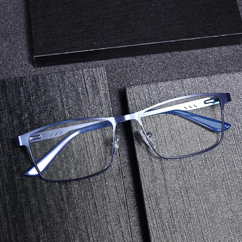 

Очки для чтения для пожилых мужчин с пресбиопией, квадратные, металлические, с большой оправой, пружинные, с защитой от синего света