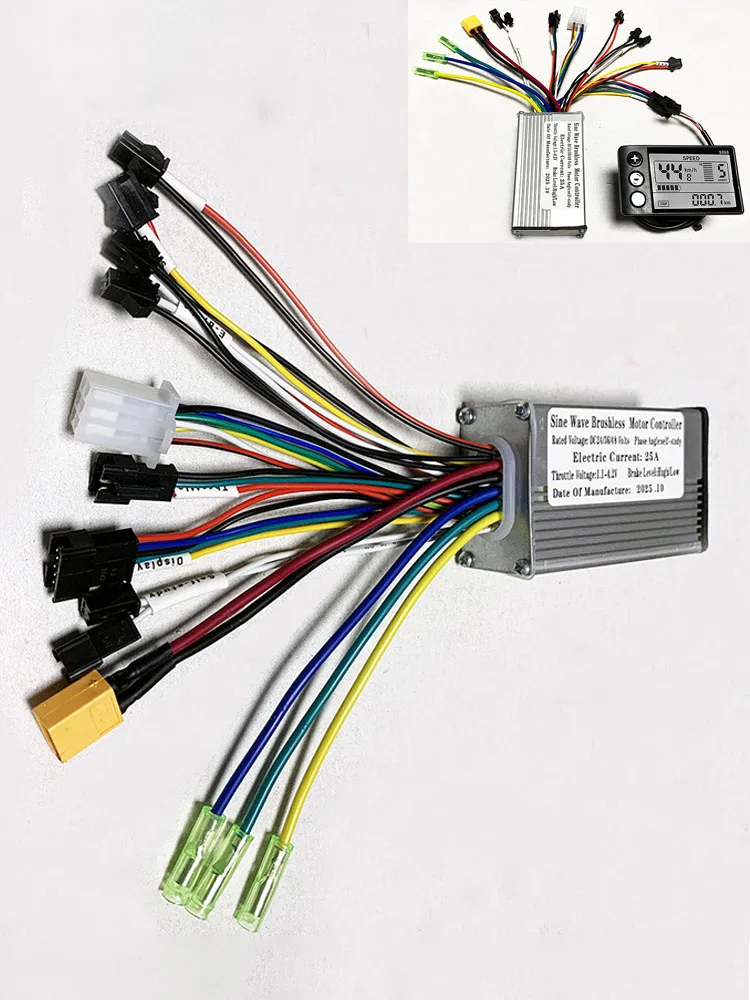 AliExpress NONE 24V/36V/48V 3 mode sine wave Brushless motor controller 350W 500W 25A For S866 V889 S966 No. 2 protocol LCD meter e-BIke scooter