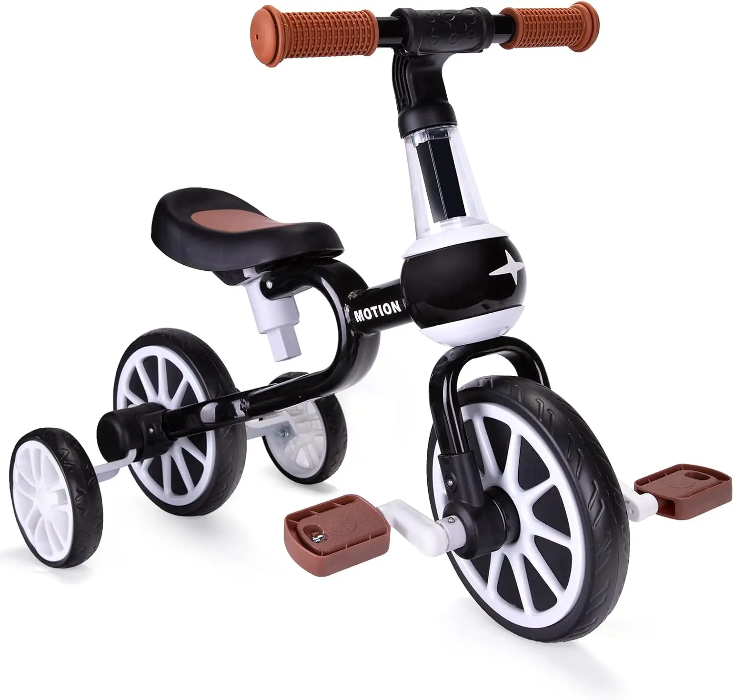 

3 in 1 Toddler Bike for 2-4 Year Old Girl Boy, Kids Tricycle with Adjustable Seat, Detachable Pedal and Training Wheels, Baby Ba