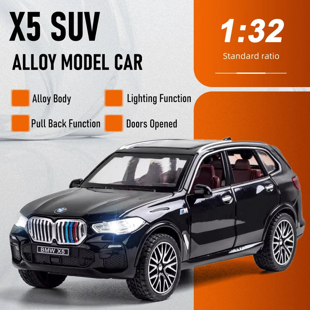 

Масштабная модель автомобиля X5 M8 1:32, игрушечная машинка с открывающимися дверями, резиновыми шинами, функцией отката, звуком и светом, миниатюрные модели для мальчиков, коллекционные хобби-наборы