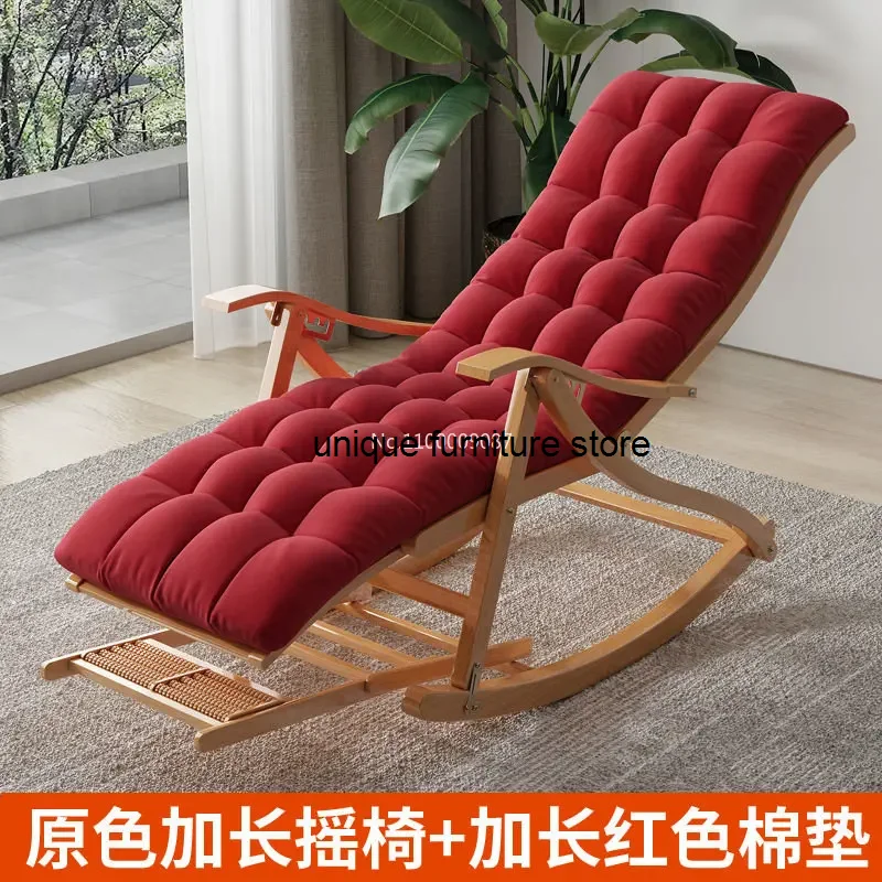 Recliner Leisure Dining Bamboo Rocking Chair Adult Balcony Relax Armrest Folding Bed Chaises De Salon Japanese Furniture FGM