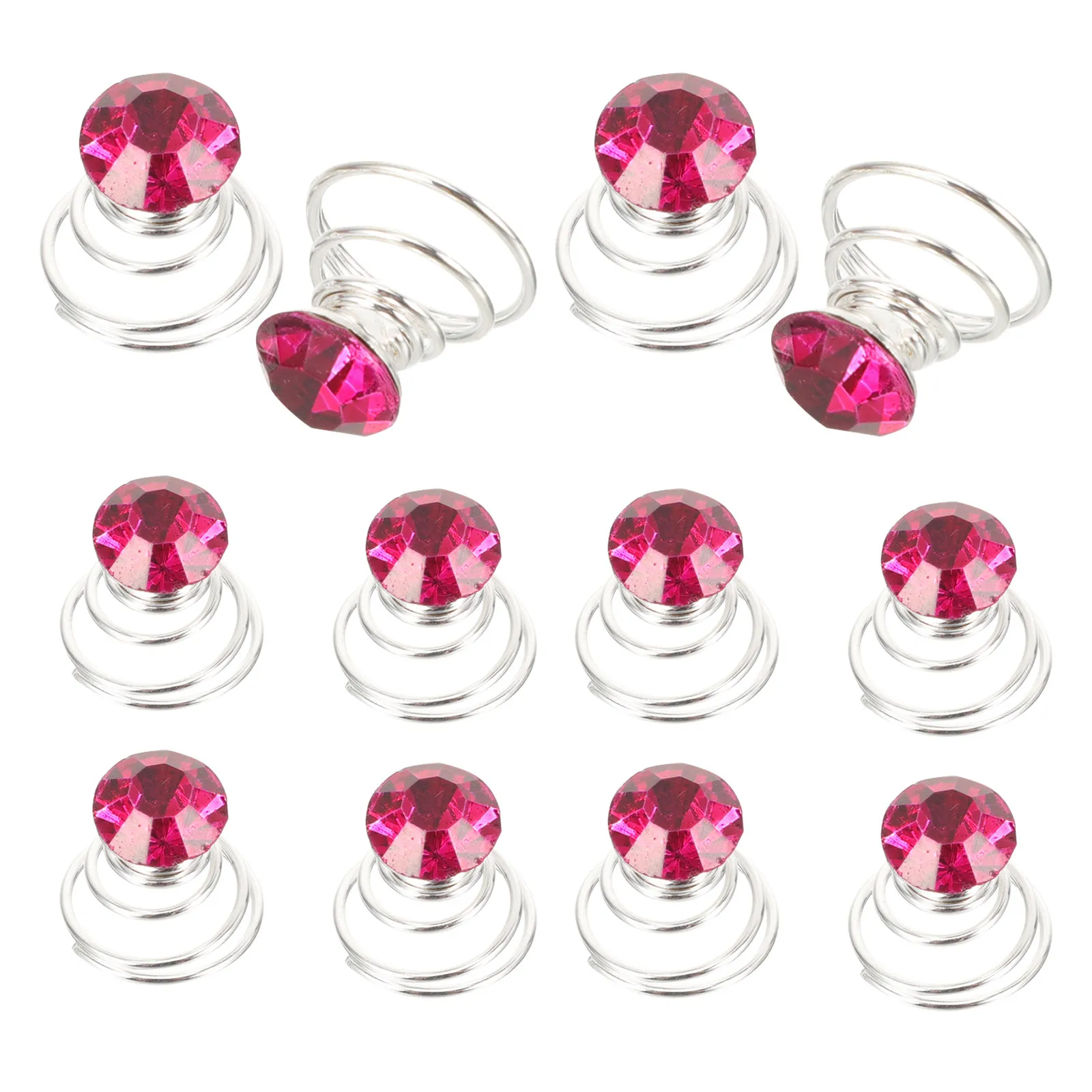 12Pcs Ladies Spiral Hairpins Metal Coil Rhinestone Hair Clips Lightweight Comfortable for Wedding Prom Party Braid Bun Updo