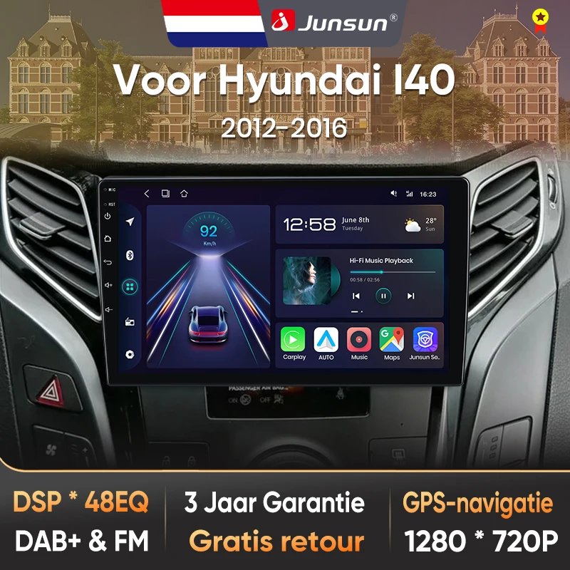 Image of Junsun Wireless CarPlay für Hyundai i40 2012-2016 Android Autoradio mit GPS 8-Core DSP RDS BT Local Netherlands