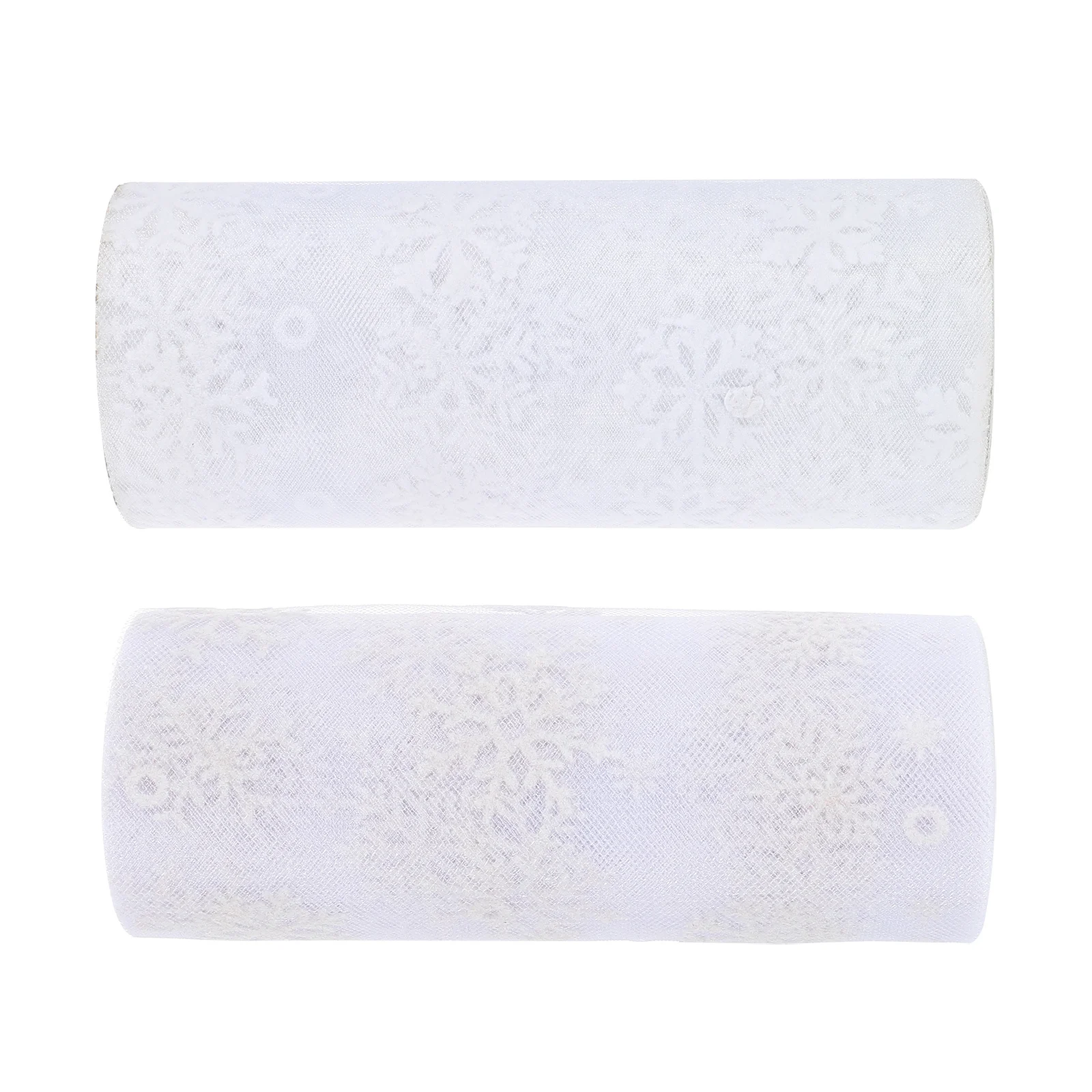 

2 Rolls Shimmer Snowflake Tulle Roll Cuttable Gauze for Present Wrapping Favor Bags Arch Table Decor Craft Use
