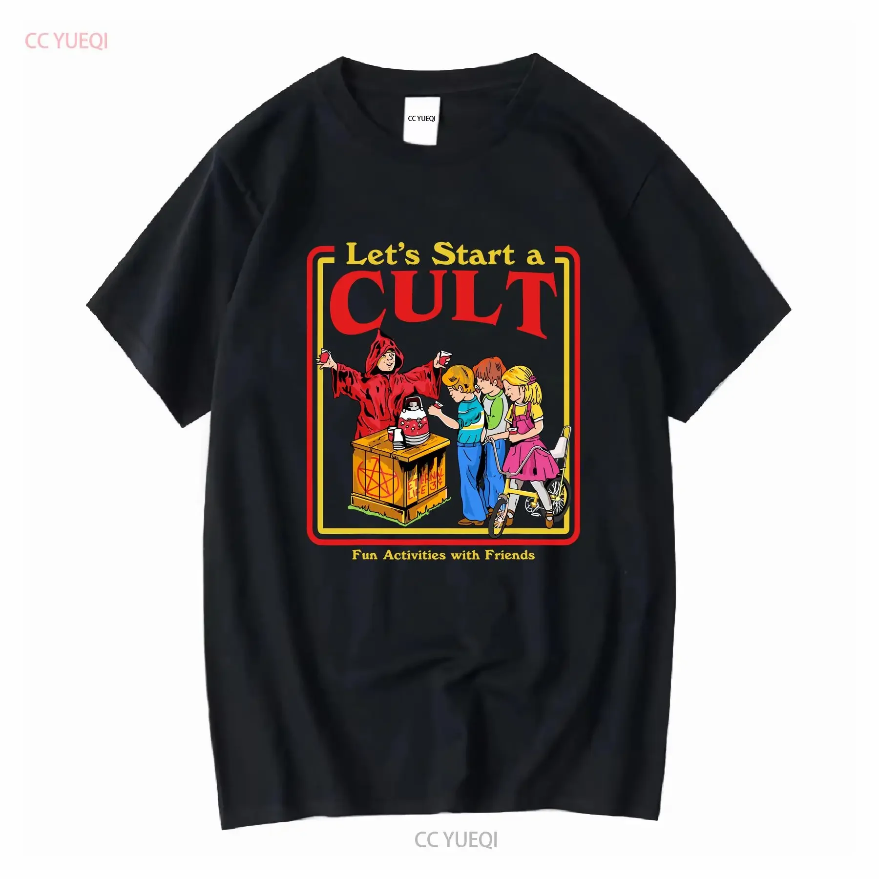 Convierta un culto actividades divertidas con amigos camiseta Vintage Horror Halloween Sh vintage lavado Unisex suave cómodo