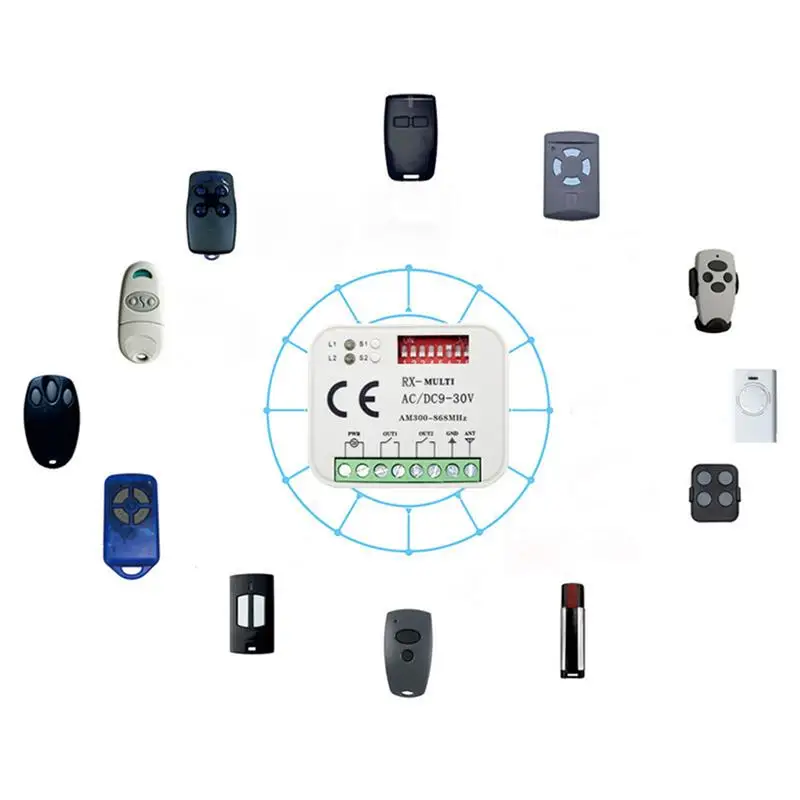 2-Channel Garage Door Receiver Transmitters 2-Channel Receiver Remote Control Gate Opener Wireless Gate Garage Door Receiver