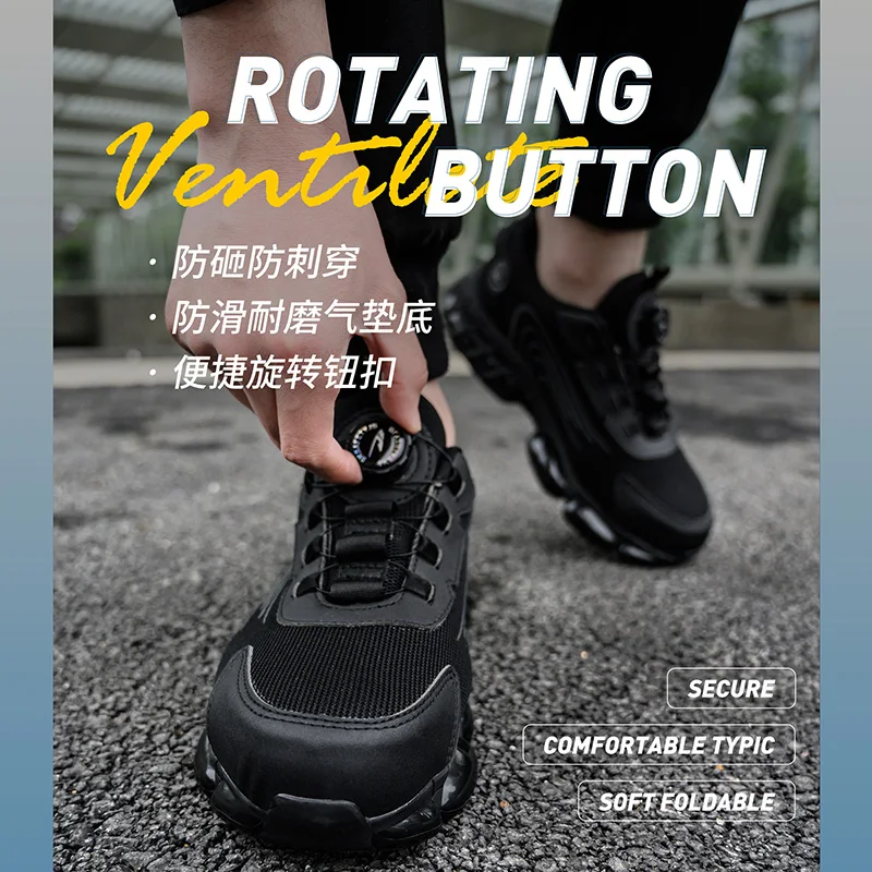 أحذية أمان للعمل بإبزيم دوار للرجال والنساء مقاس كبير، نعل ناعم وخفيف الوزن، أحذية رياضية واقية عصرية للعمل #5