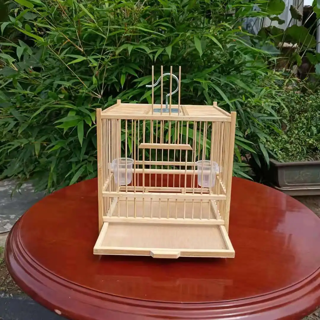 Bamboo Small Birdcage Handmade Embroidered Eye Cage Willow Warbler Cage Soybean Cage Pearl Shell Cage