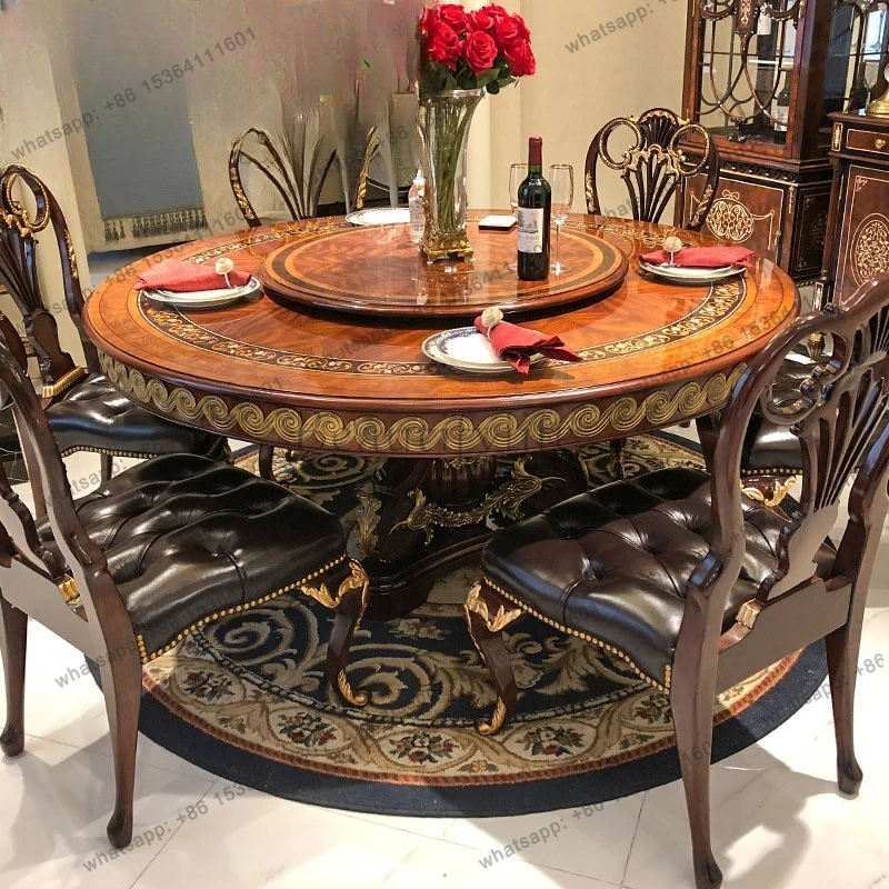 Alexander with turntable plus round dining table European copper engraving ten people