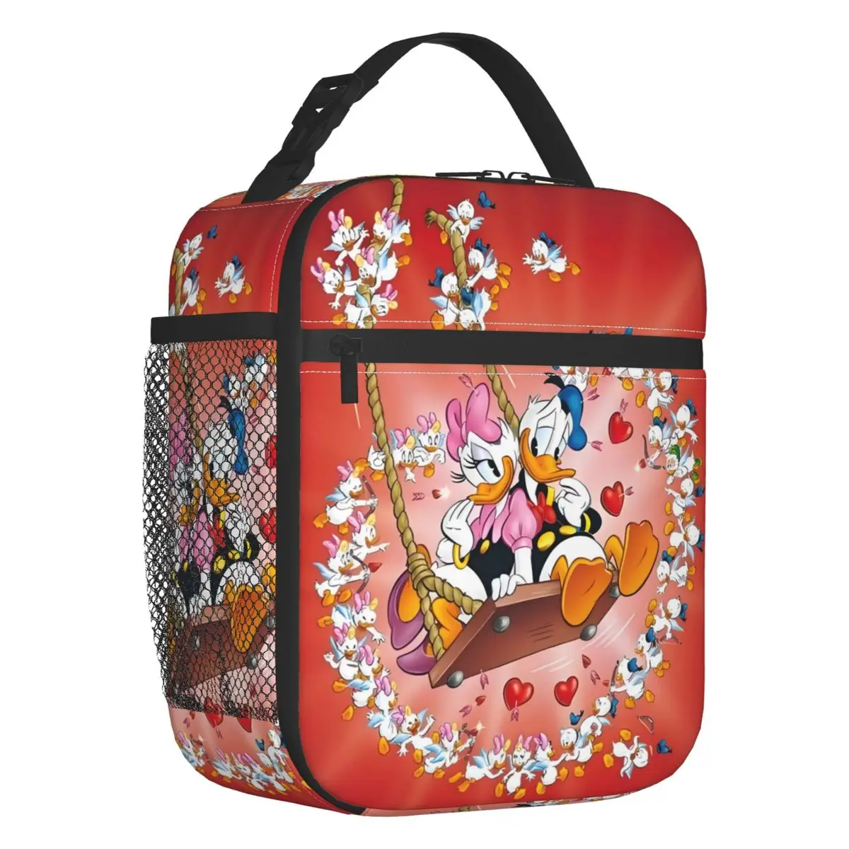 

Custom Donald Duck Insulated Lunch Bag for Women Leakproof Anime Cartoon Thermal Cooler Bento Box Beach Camping Travel