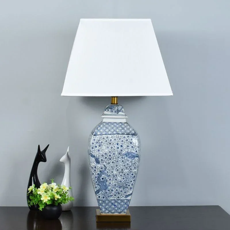 GISELLE Contemporary Blue CeramicTable Lamp Luxury Creativity Living Room Bedroom Study Hotel engineering Desk Light